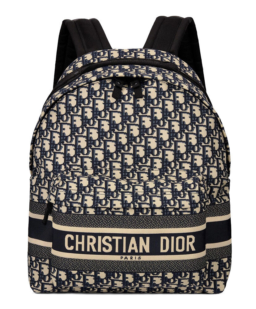 Christian Dior Diortravel Canvas Backpack Dark Blue